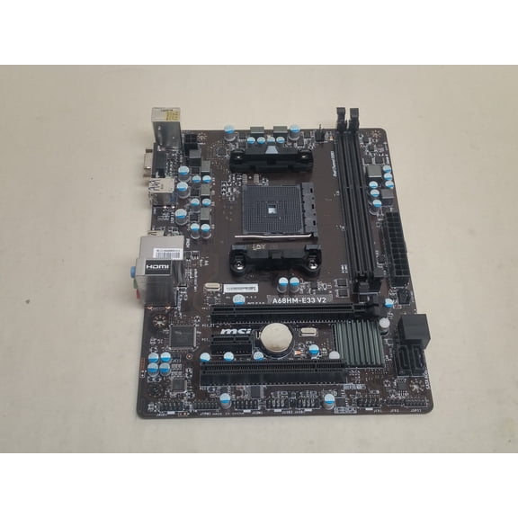 Pre-Owned MSI A68HM-E33 V2 AMD Socket FM2+ DDR3 SDRAM Desktop Motherboard (Good)