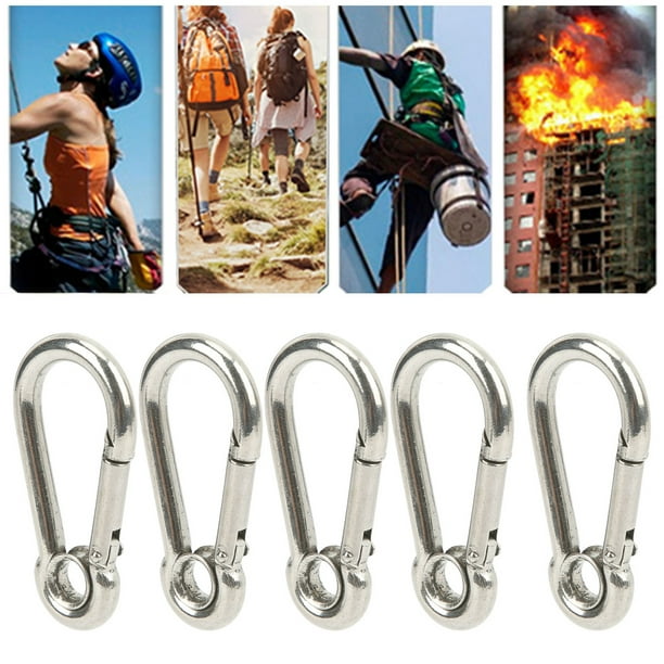 Wchiuoe 10pcs Snap Hook Stainless Steel Spring Carabiner Clip For Climbing Hooking