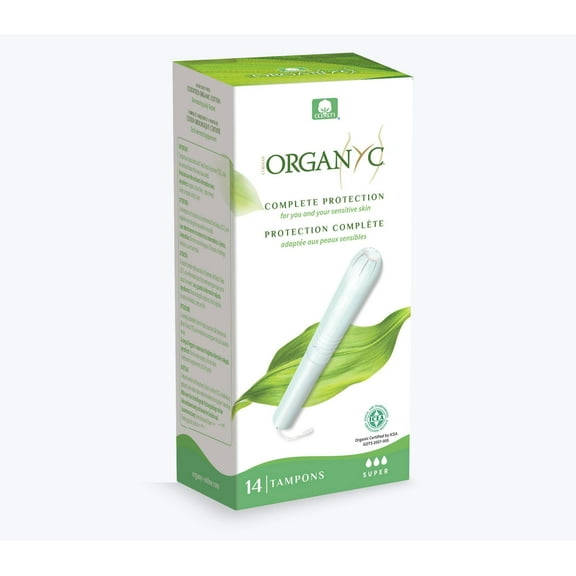 Organyc 100% Certified Organic Cotton Tampons - Cardboard Applicator, Free from Chlorine, Perfumes, Rayon, and Chemicals - Super, 14 Count