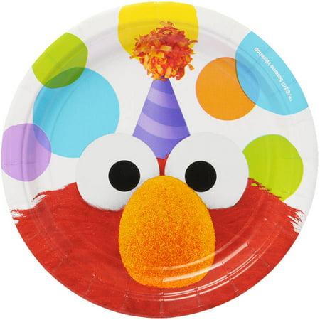 Elmo 7" Round Plate, 8 Count, Party Supplies