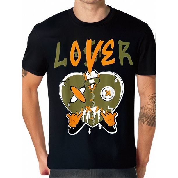 Camiseta verde oliva con corazón de Loser Lover, talla 5s, para hombre y mujer, 220 g, para adultos, hombres, mujeres, adolescentes, jóvenes y tiempo libre.