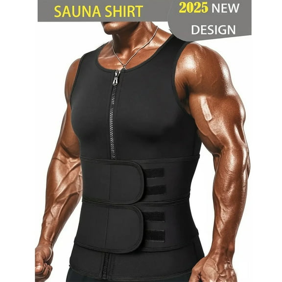 Sauna Vest Waist Trainer for Men - Mens Sauna Suit Double Sweat Belt Body Shaper for Gym Workout Exercise
