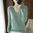 thumbnail image 5 of TANGNADE Sweatshirt for Women Light Sweaters for Women Long Sleeve Crew Neck Lightweight Soft Knitted Pullover Knitted Blouse Green L, 5 of 7