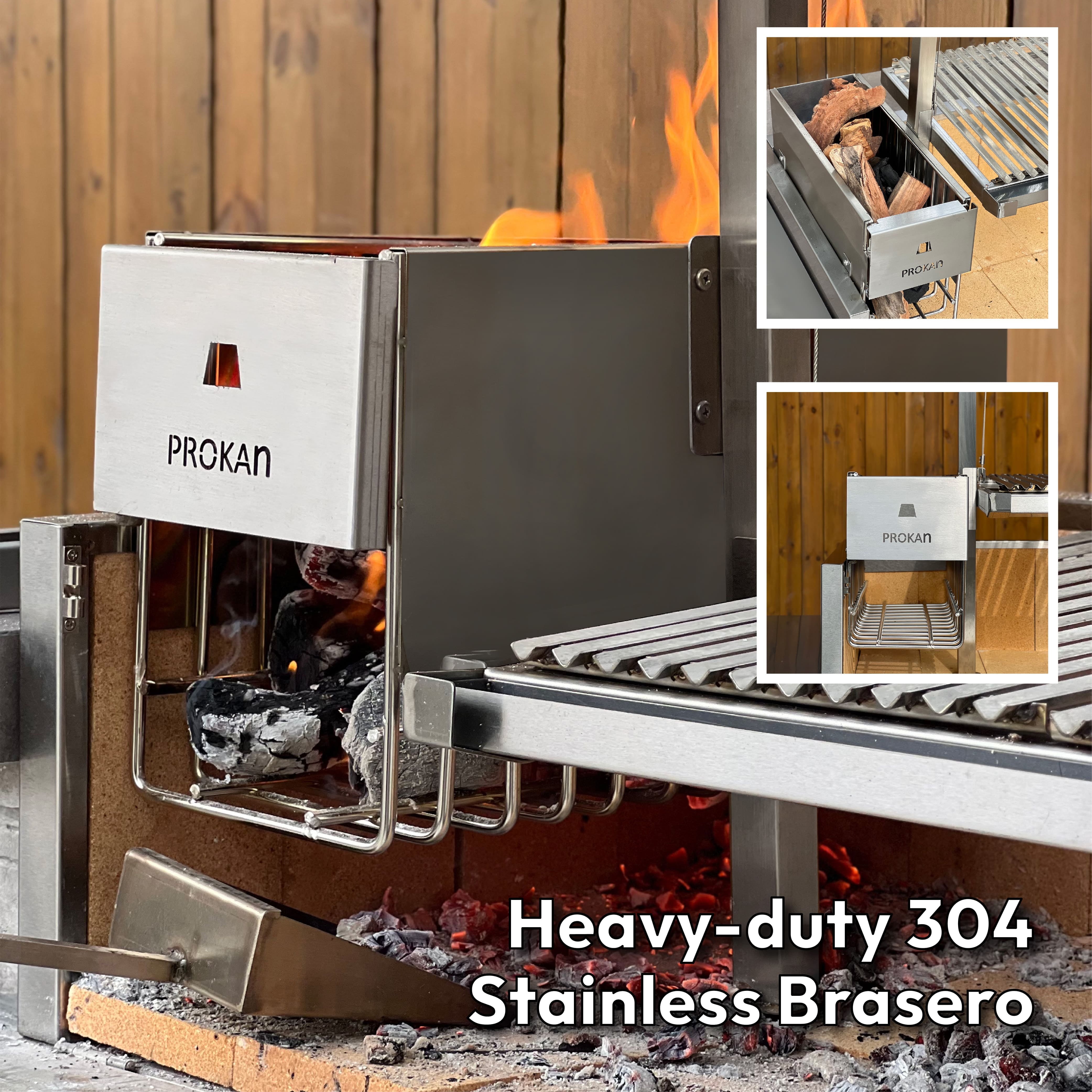 36" Infinity SS304 Built-in Argentine Charcoal and wood BBQ Grill