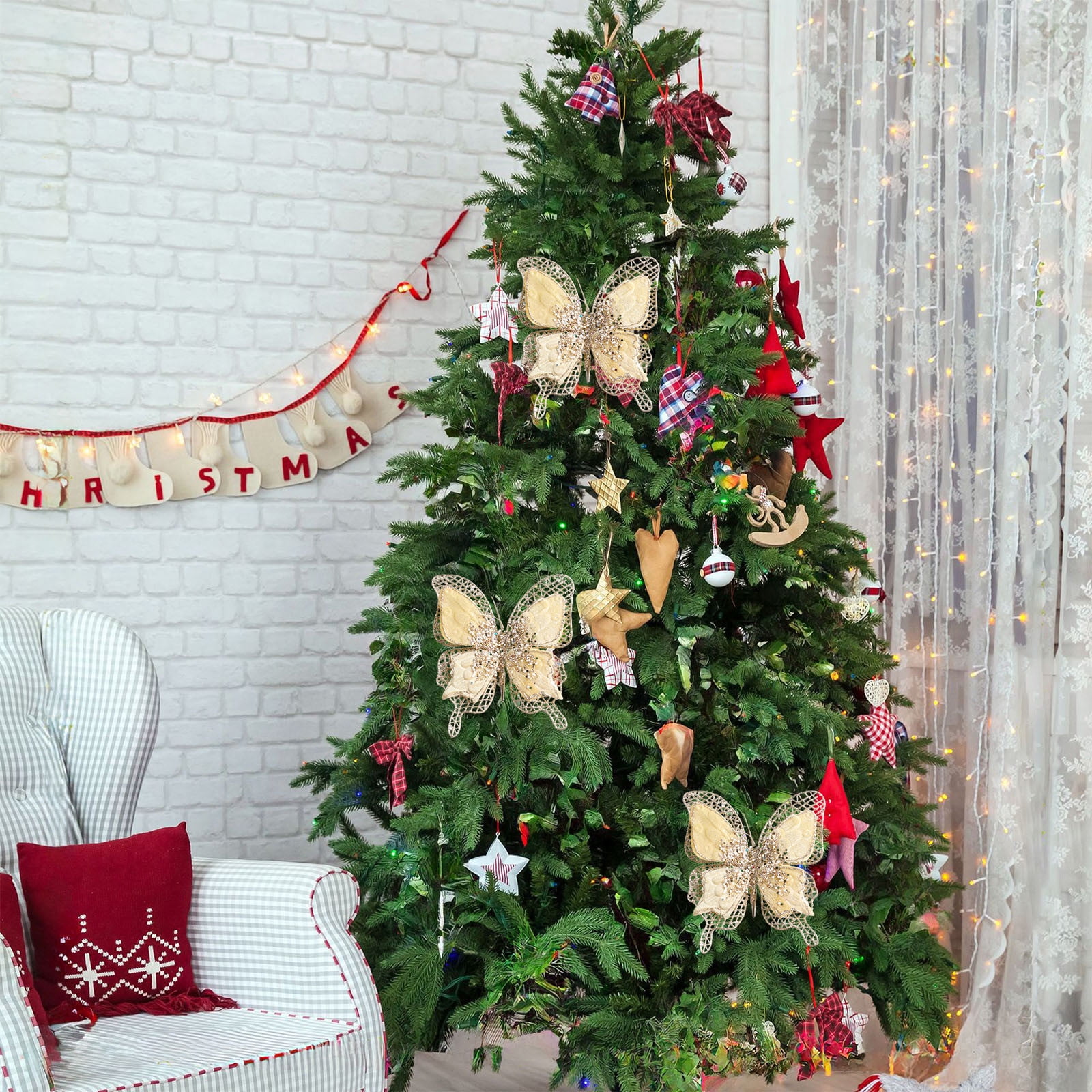 Lot De 12 Papillons Décoratifs Avec Clip Pour Décoration Colorée