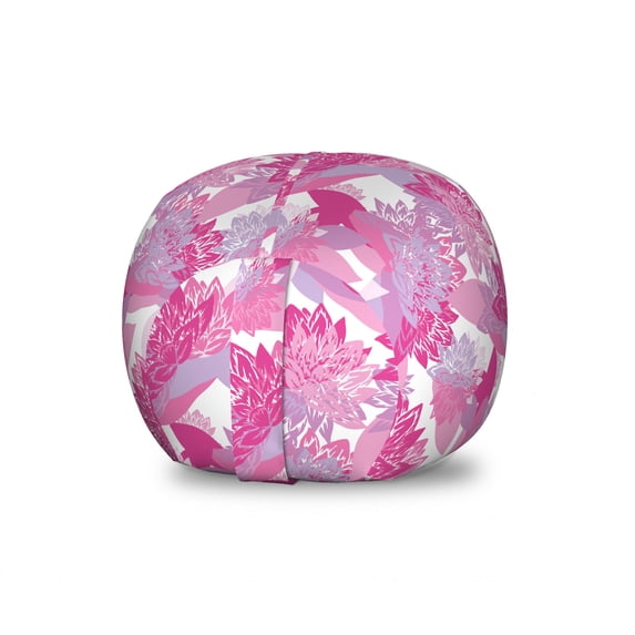 Spring Storage Toy Bag Chair, Shabby Lotus Flower Bouquets Romantic Feminine Zen Blossoms Leaf Graphic, Stuffed Animal Organizer Washable Bag, Large Size, Mauve Pink and Magenta, by Ambesonne