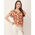 thumbnail image 3 of Moomaya Sweetheart Neck Tops For Women, Printed Short Flutter Sleeve Casual Top, 3 of 9