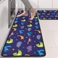 thumbnail image 2 of Kitchen Rugs Sets Of 2,DarkBlue Dinosaurs with Shapes Pattern Anti Fatigue Kitchen Mat Rugs Non Slip Washable,Decorative Kitchen Floor Mats for Kitchen,Sink,Laundry,17"x47"+17"x47", 2 of 5