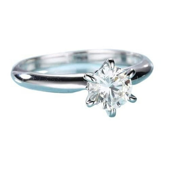HeartsAndYou 0.6ct Round Brilliant Cut Moissanite Engagement Ring for Women 18k White Gold Over Silver Solitaire