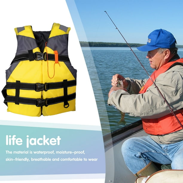 Jinveno Adults Floating Jacket Lightweight Life Vest for Fishing Swimming  (Yellow) 