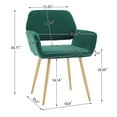 thumbnail image 7 of Frosted Velvet Dining Chair, Vanity Chair with Hollowed-Out Backrest, Makeup Chair with Iron Feet and Square Armrest, Suitable for Dining Room, Living Room, Bedroom, Green, 7 of 7