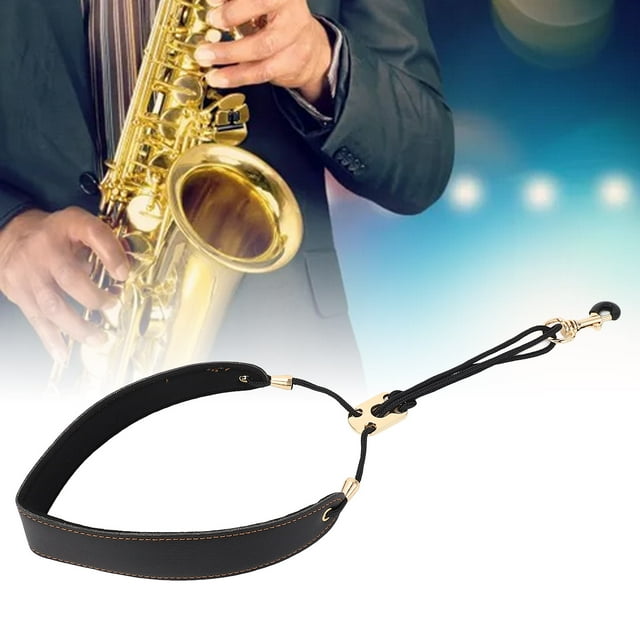 Saxophone Neck Strap,PU Leather Adjustable Saxophone Strap for Alto Baritone Treble Saxophones