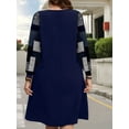 thumbnail image 2 of Cuteduck Women Plus Size Fall Plaid Dress Long Sleeve Round Neck Fashion A-Line Casual Midi Dress 1X-4X, 2 of 7