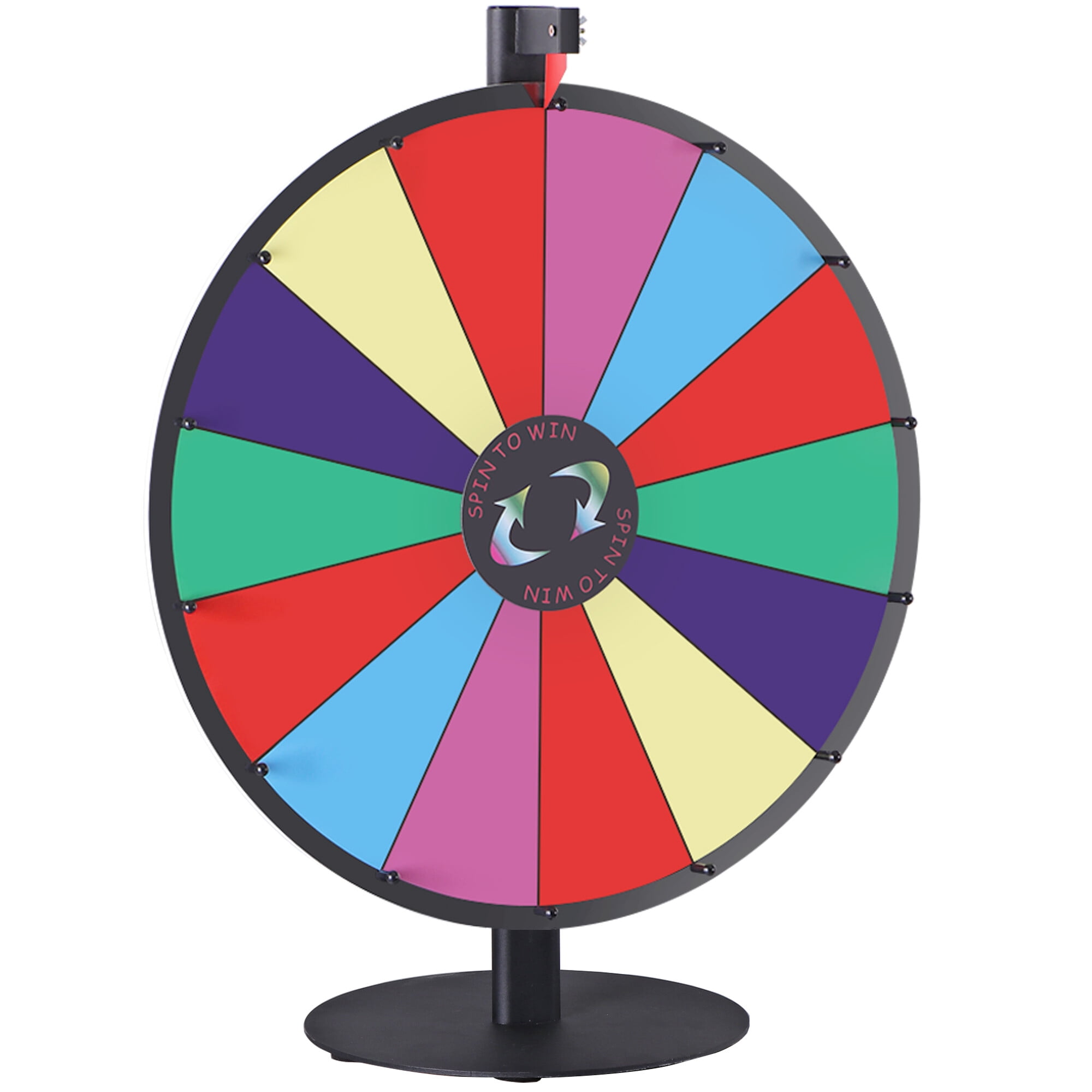 ZENSTYLE 24" Spin Wheel Freestanding Height Adjustable 14 Slots Colorful Prize Wheel Spinner Game