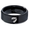 thumbnail image 2 of Tungsten Yin Yang Pick Acoustic Guitar Band Ring 8mm Men Women Comfort Fit Black Beveled Edge Polished, 2 of 4