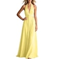 thumbnail image 4 of IUYRTFE Women's Halter V-Neck Backless Maxi Dress – Elegant Sleeveless Floor-Length Gown with Pleated Waist for Evening Parties and Summer Weddings, 4 of 6