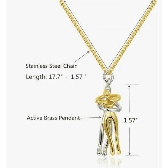 HUG NECKLACE, STAINLESS STEEL CHAIN YELLOW & WHITE