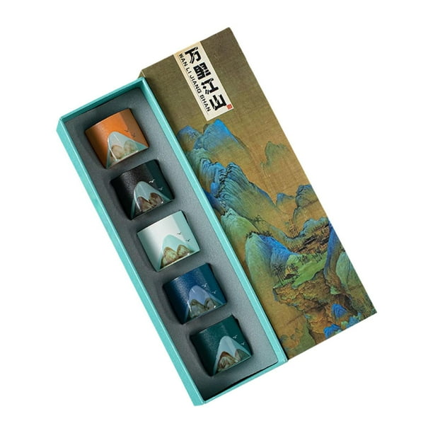 Taza de té chino de Kung Fu, estufas pintadas, vasos de té hervido, taza de té de para viajes, restaurante, cafetería, 5 uds. 60ml
