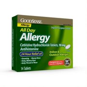 GoodSense All Day Allergy, Cetirizine Hydrochloride Tablets, 10 mg Antihistamine, 14ct