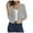 Gray, variant on 3/4 Sleeve Ribbed Cardigan for Women - Solid Color Open Front Crop Jackets Sweater Cardigans Outerwear Shrugs (XL, Yellow)