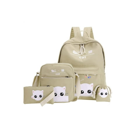 3 in 1 Casual Style Lightweight Canvas Bookbag/ School Backpack with Cross-body Bag and Purse/Pen Bag, Traveling Backpack