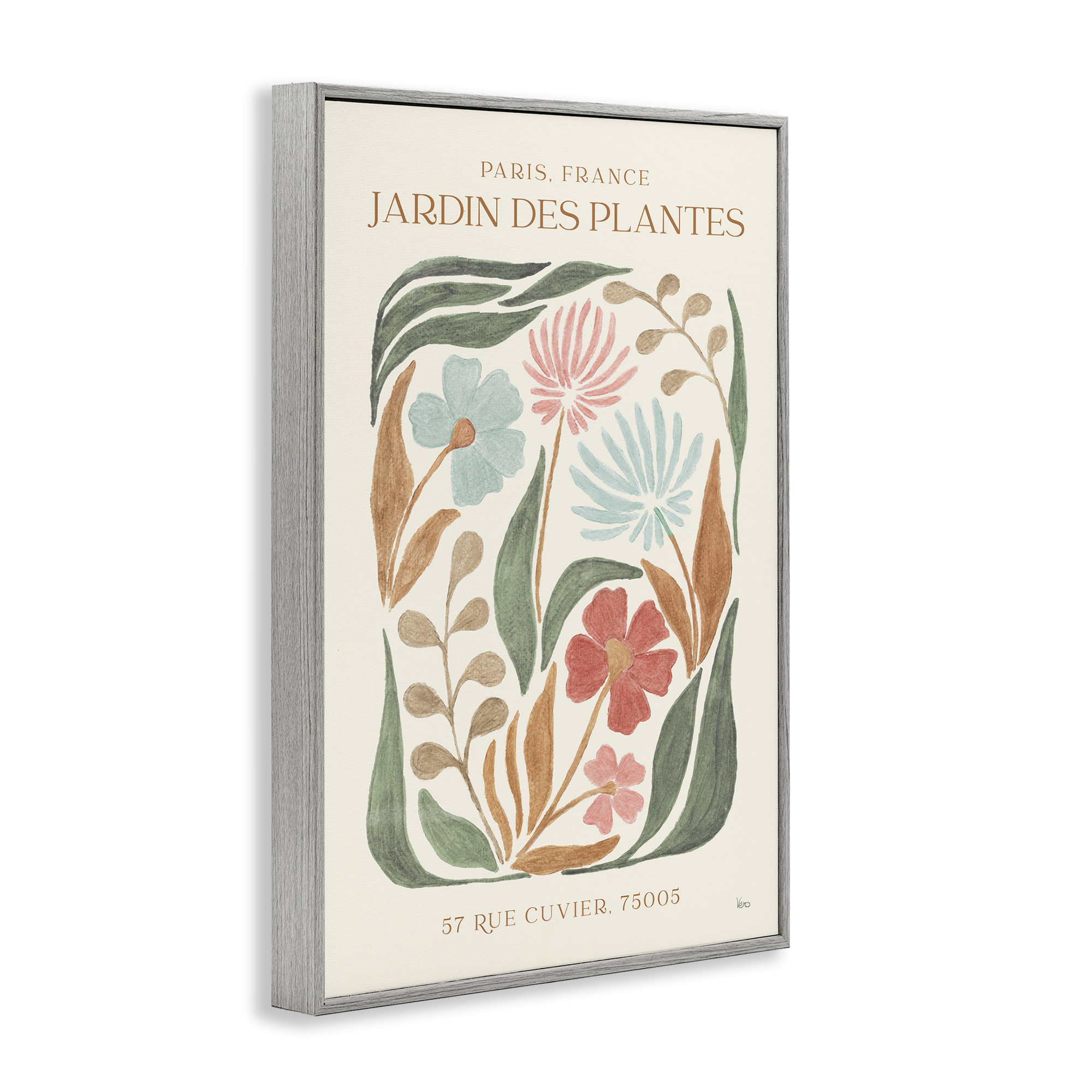 Stupell Industries French Exhibition Florals Botanical & Floral Painting Gray Framed Art Print Wall Art, 12 x 18