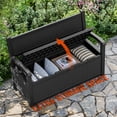 thumbnail image 3 of Nihsuao 80 Gallon Plastic Storage Bench Made of Durable Weatherproof Resin, Deck Box Lockable Storage Compartment for Outdoor Patios & Lawns, Black, 3 of 8