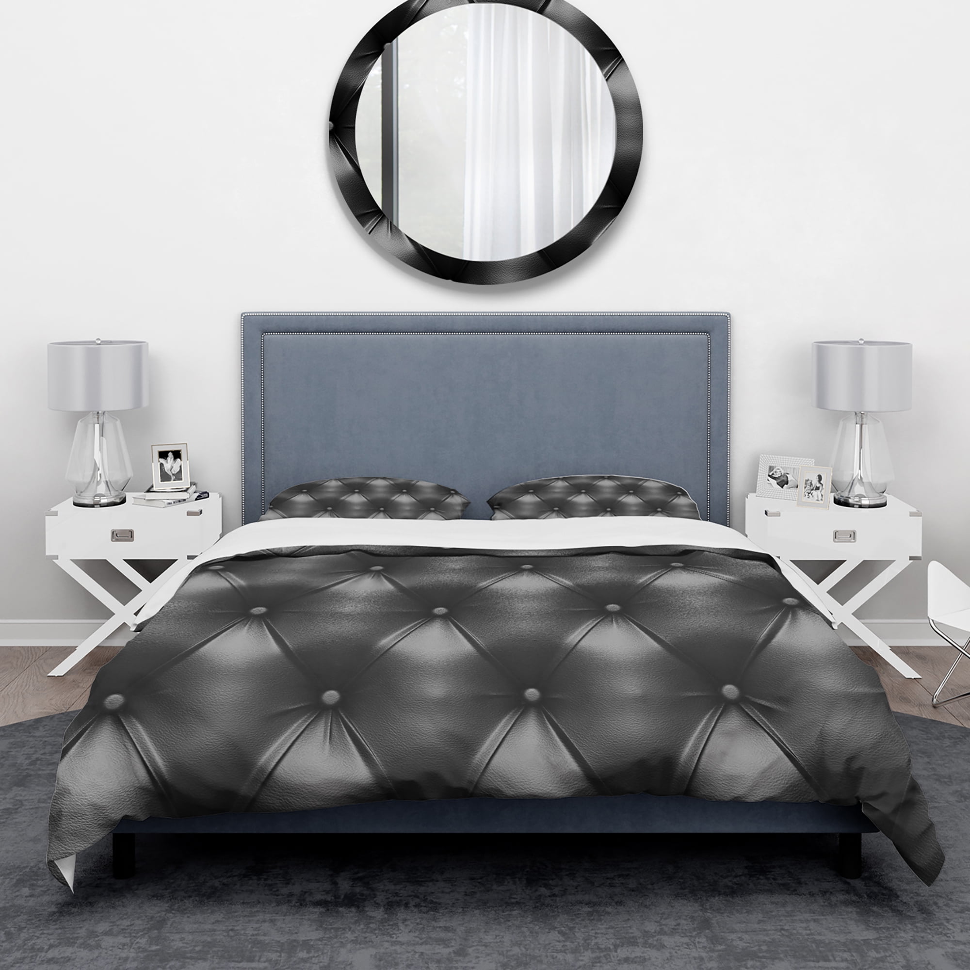 Designart 'Luxury Classic Black Sofa Leather' Modern & Contemporary Duvet Cover Set