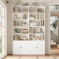 thumbnail image 2 of Hiphuta 81.5" Tall Bookcase with Doors, 5-Tier Bookshelves with Storage, 23.6"W Display Shelf with 2 Doors for Home Office, Living Room, White, 2 of 7