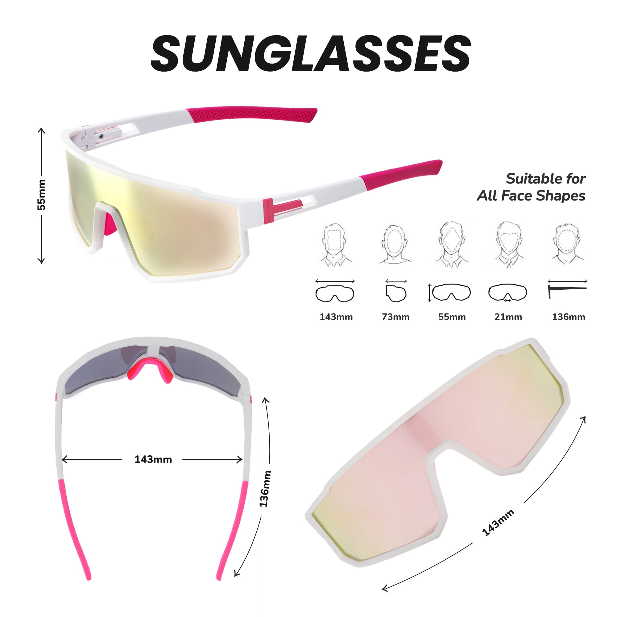 Polarized Running Sunglasses For Women, UV400 with Adjustble Nose Pad for Cycling,Hiking,Beach Volleyball