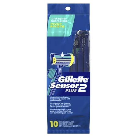 Gillette Sensor2 Plus Pivoting Head Mens Disposable Razors, 10 Count