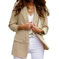 thumbnail image 3 of Women Autumn Long Sleeve Casual Loose Blazer Suit Jacket Coat Ladies Slim Fit Lapel Office Work Long Sleeve Open Front Blazer Thin Overcoat Outwear, 3 of 5