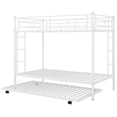 thumbnail image 6 of Tcbosik Twin Over Twin Size Bunk Bed with Trundle, Metal Bunk Bed Frame with Ladder and Full-Length Guardrail, No Box Spring Needed, Space Saving, White, 6 of 9
