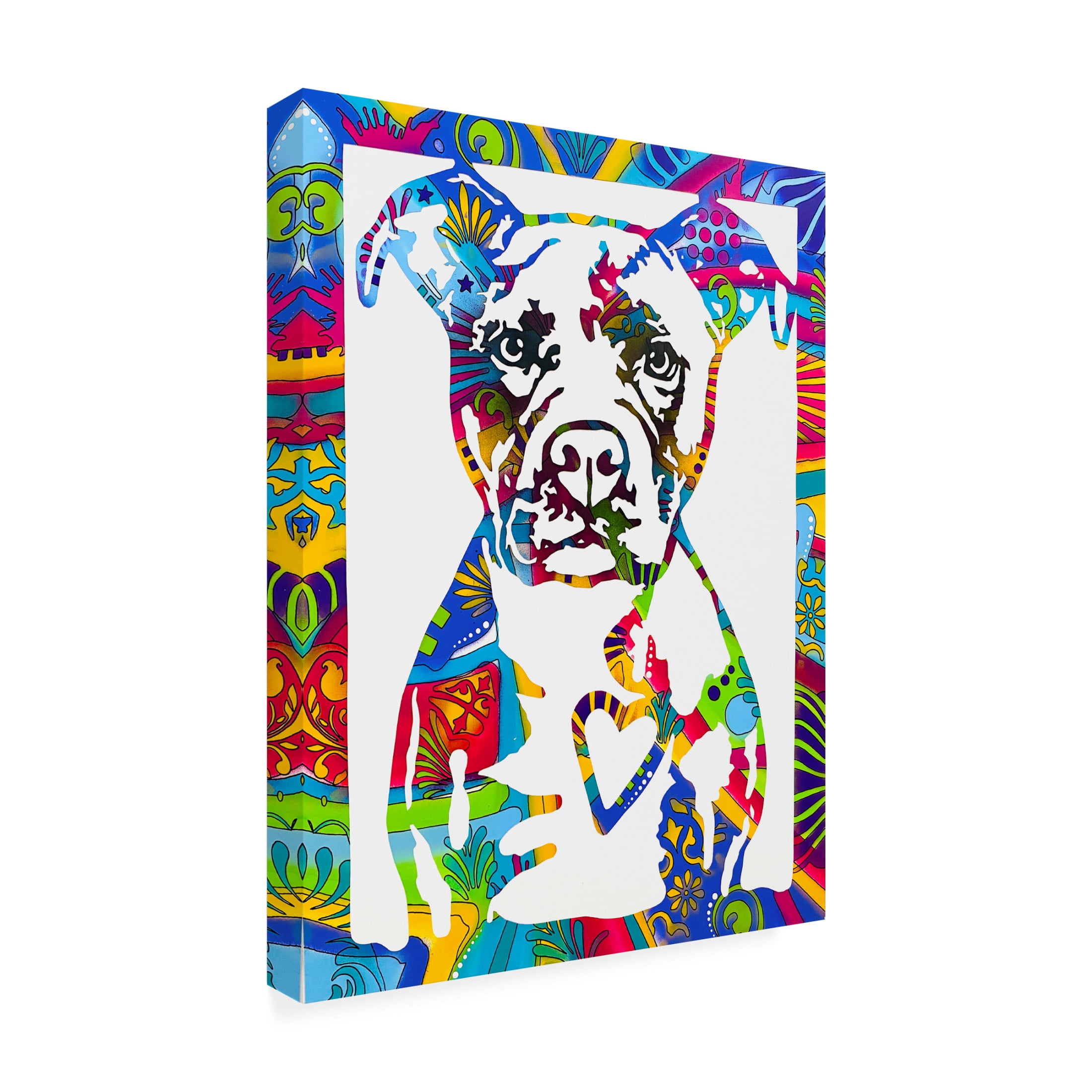 Canvas Wall Art - Dean Russo 'Heart Pittie' Wall Art for Living Room, Bedroom, or Office Décor by Trademark Fine Art - 18 x 24 Inches