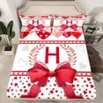 thumbnail image 2 of Castle Fairy Teens Adults Cartoon Bowtie Initial Alphabet H 4pcs Bed Sheets,Dreamy Princess Bowknot King Sheets,Valentine's Day Love Heart Super Cozy Sheet Set,Breathable Home Decor, 2 of 7