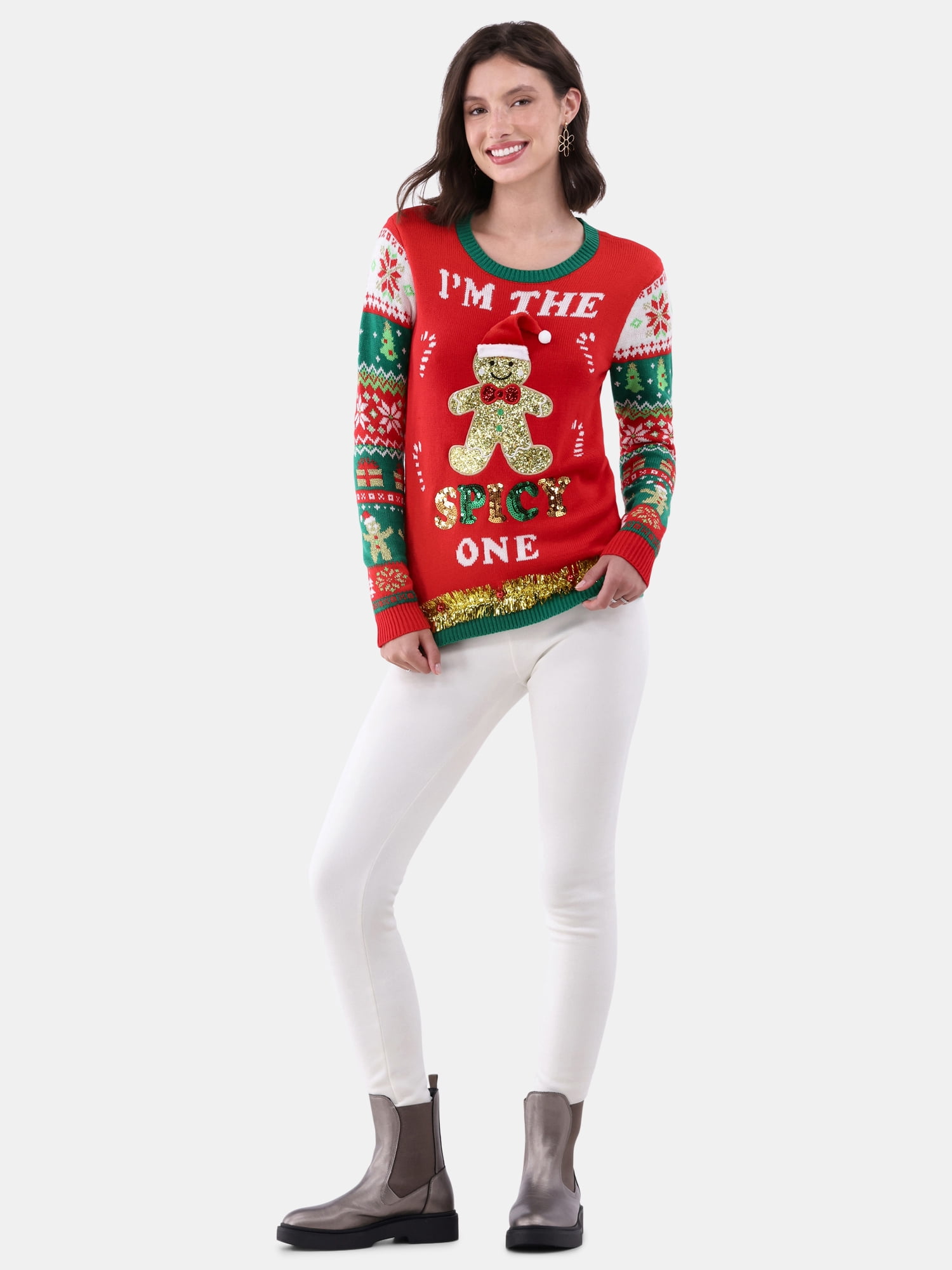 No Boundaries Christmas Sweater, Women's and Women's Plus