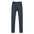 thumbnail image 5 of Pantalones INSPIRE CHIC para hombre, corte regular, frente plano, formales, de vestir, a cuadros, talla 36, azul marino, 5 of 5