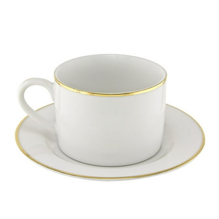 Rose Teacup Set - TenStrawberryStreet Gold Line 6 oz. Teacup and Saucer (Set of 6)