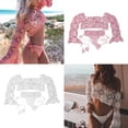 thumbnail image 4 of ZPAQI Women Sexy Swimwear Beach Swimsuit Suit Long Sleeve Cover-ups Crochet Bikinis, 4 of 15