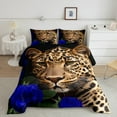 thumbnail image 2 of Erosebridal Wild Cheetah Leopard Wildlife Comforter Sets Full Size, Navy Blue Rose Flower Comforters & Duvets, Reversible 3pcs, 2 of 7