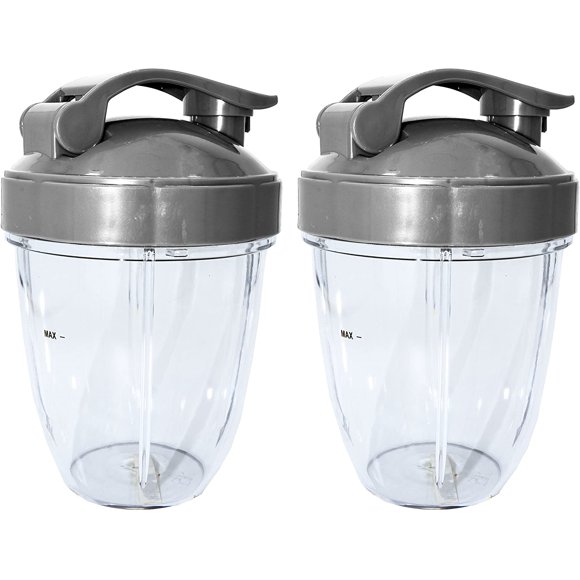 Premium Replacement Parts, Compatible with Nutribullet 600W, 900W, NB-101B, NB-101S, NB-201, NBR-0601, NBR-1201, NB9-1301, 900 Pro Series Blenders (2 Short Small Cups 2 Flip Top To Go Lids)