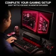 ENHANCE Attack Gaming Speaker Soundbar - Under Monitor PC Sound Bar LED Speaker with 40W Peak Power
