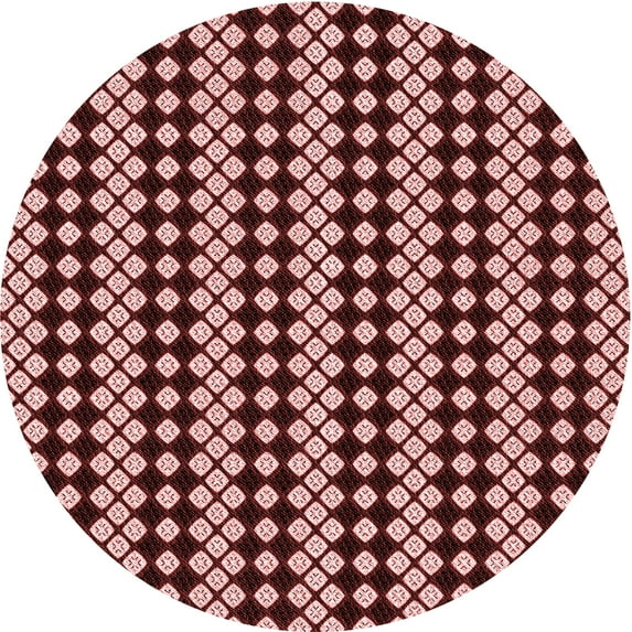 Ahgly Company Machine Washable Indoor Round Transitional Maroon Red Area Rugs, 4' Round