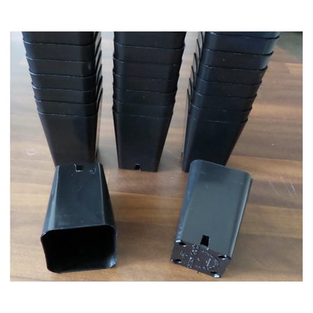 100 Seed Starting 2 1/4" Square X 3 1/4" Deep Plastic Rose Pots re-usable Durable Black