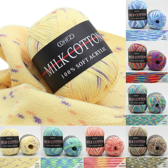 Sentmoon Yarn Soft Yarn Colorful Hand Knitting 50g Knitting Crochet Milk Soft Baby Cotton Wool Yarn for Making Blankets & Throws