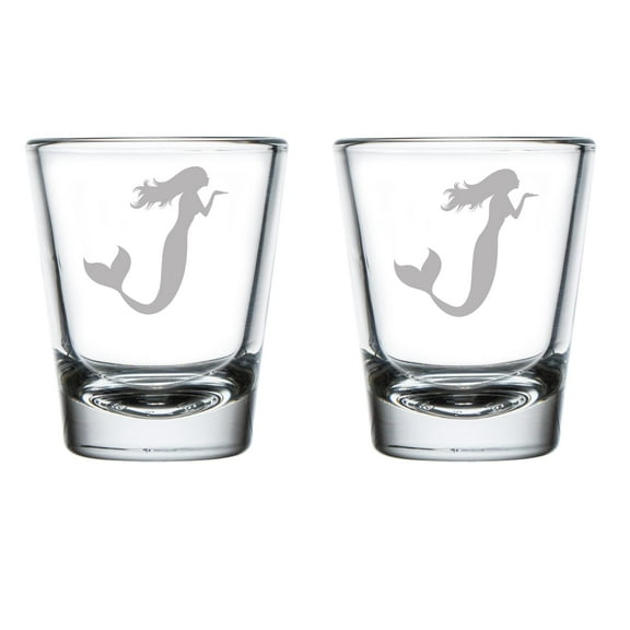 Set of 2 Shot Glasses 1.75oz Shot Glass Mermaid