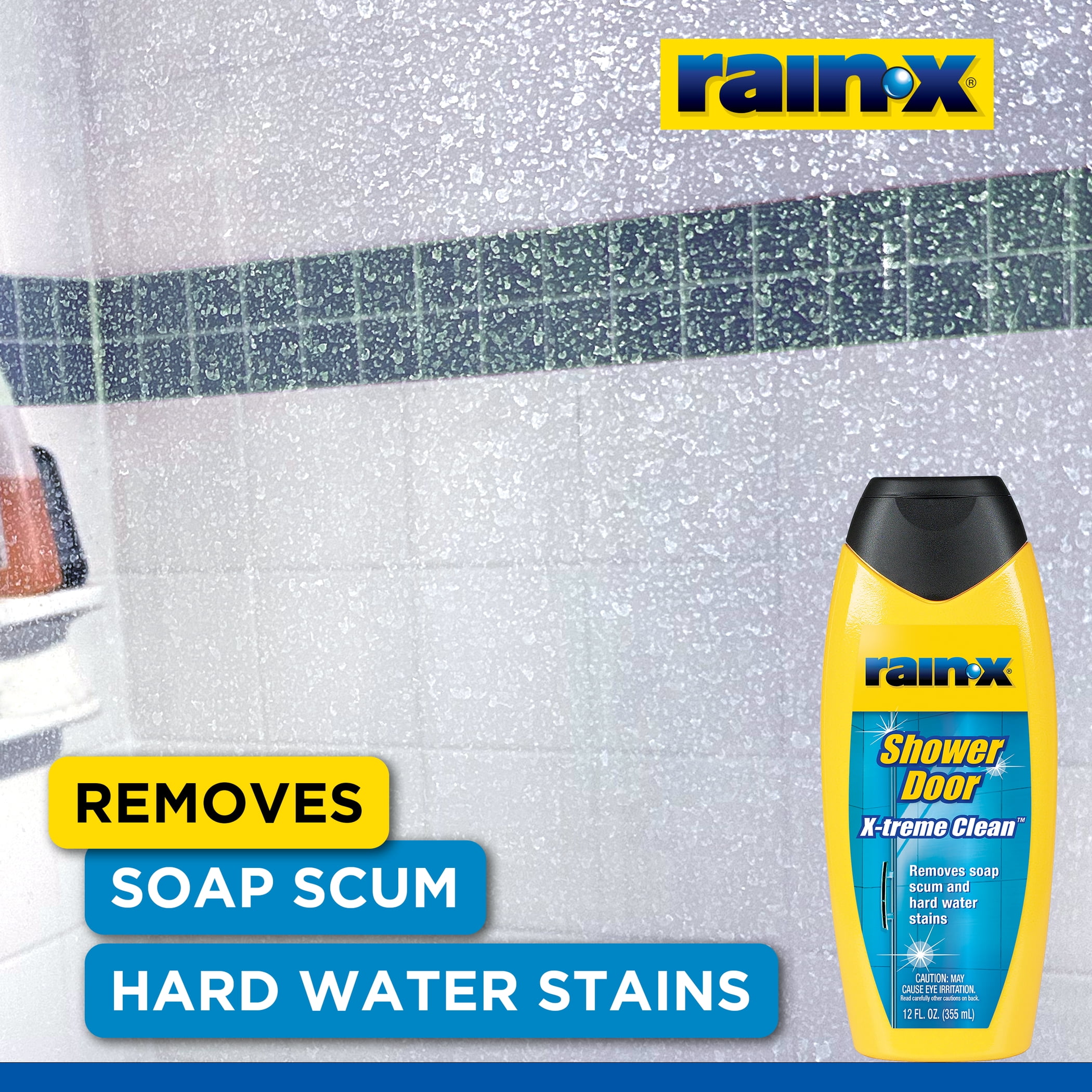 Rain-x x-Treme Clean Shower Door Cleaner, 12 Fl. Oz, Formulated To Glass Doors - Removes Soap Scum, Dirt, Hard Water Build-up, Calcium, Lime & Rust Stains - 630035