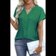 thumbnail image 2 of Blusas con Ojales para Mujer, Cuello en V, Corta, Bordadas, Estilo , Informal, Holgada, de Verano Verde XL, 2 of 7
