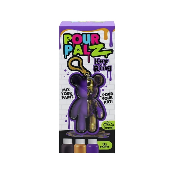Pour Palz Bear Neon Keyring Asst - DIY Paint & Pour Craft Kit for Kids Ages 5