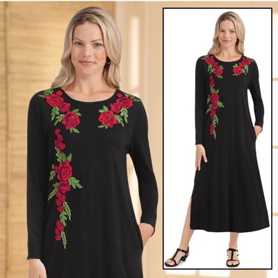 Women's Black Long Sleeve Knit Dress 